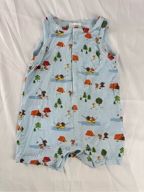 Angel Dear Light Blue Baby Romper with Playful Prints